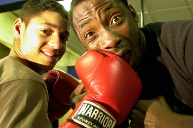 Johnny Nelson absorbs some punishment from a 14-year-old Kell Brook, the recently crowned Yorkshire & Humberside Schoolboy Champion.