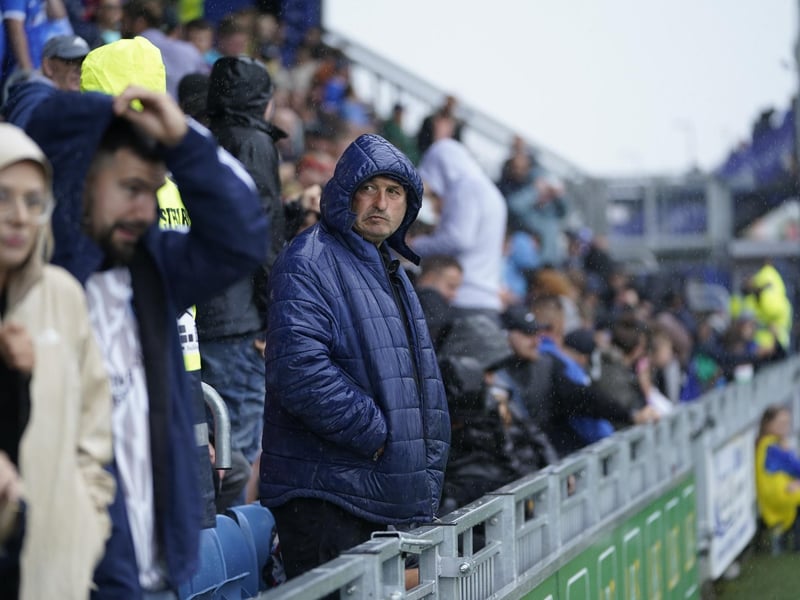 6 August 2023: 17,174 Pompey fans braved the unseasonal conditions to watch the Blues draw 1-1.