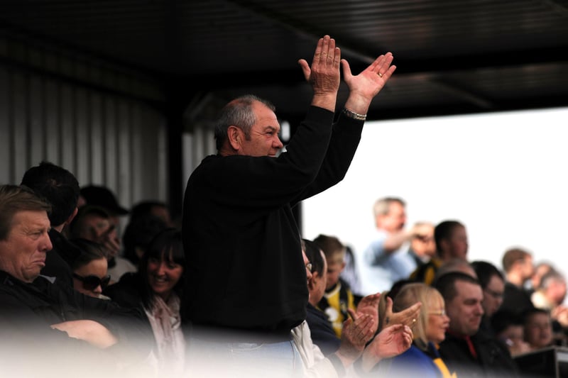 Worksop Town fans celebrate a goal against FC United of Manchester in 2011.