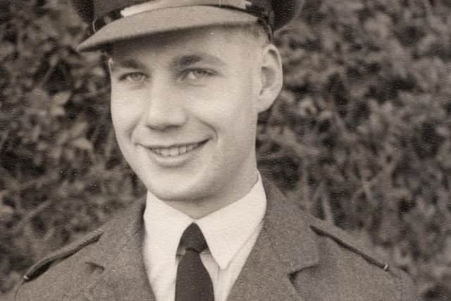 A proud Barrie Cottingham in his RAF officer's uniform at RAF Leconfield in 1956