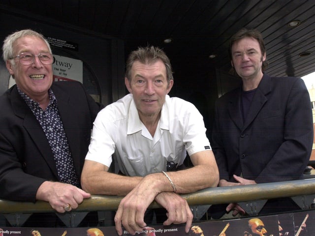 Famed Sheffield musicians Jimmy Crawford, Dave Berry and Frank White pictured outside The Boardwalk in September 2002