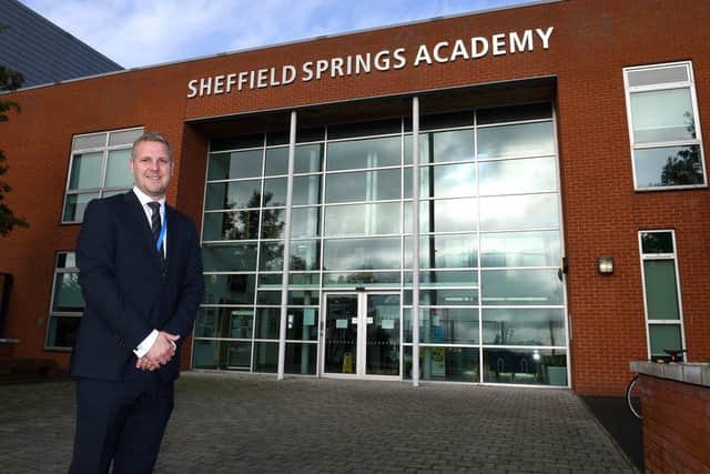 Sheffield Springs Academy head teacher, Mark Shipman, outside the school, where video footage captured students screaming amid reports that a youth was brandishing a knife