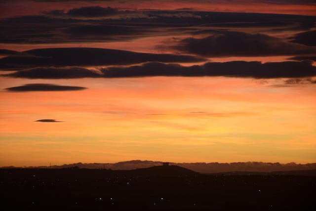Penshaw Monument can be spotted in the background as the sun sets over Sunderland.