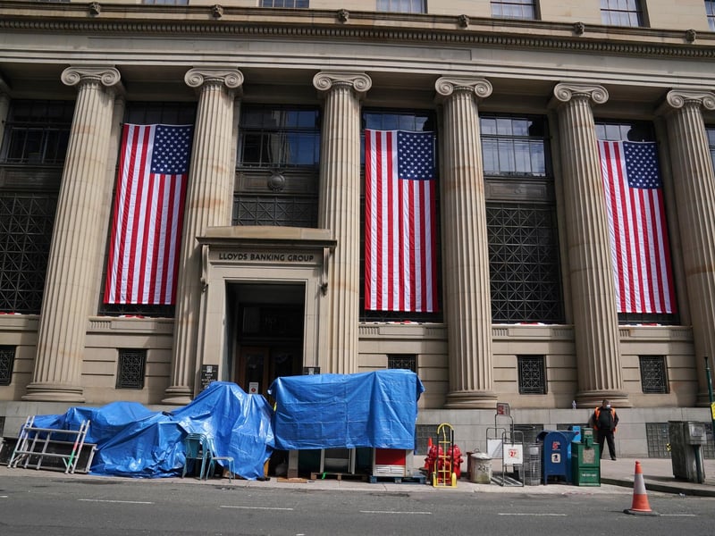 The set is built in St Vincent Street ahead of filming the new Indiana Jones film