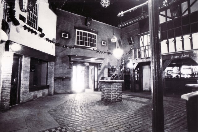 The atmospheric courtyard of the Stone House pub on Church Street, in Sheffield city centre, as it looked on September 27, 1985.