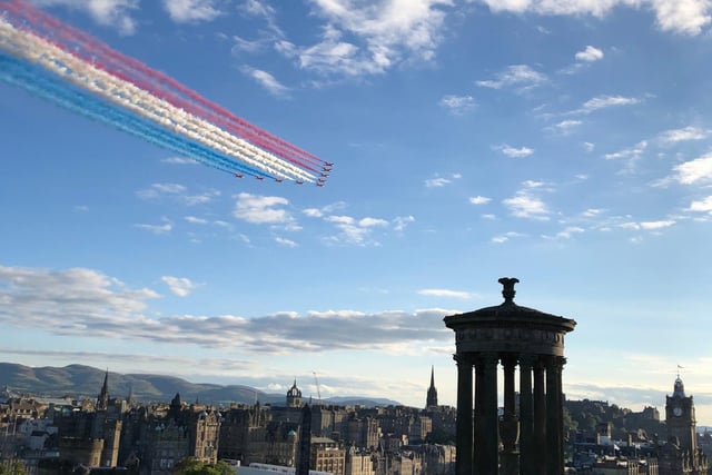 A stunning picture of the Red Arrows from Calton Hill. Pic: Ross Donald-Hewitt
