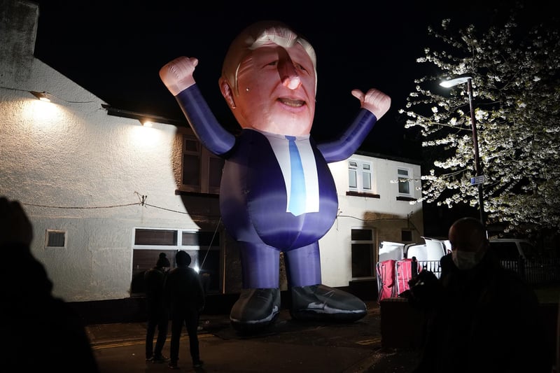 The 30ft Boris Johnson was apparently placed outside the leisure centre by a secretive groups known as the Wombles of Hartlepool.