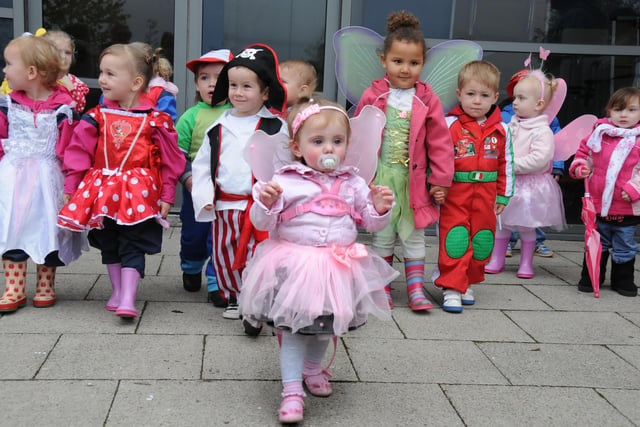 Toddlers from Buttercups Nursery at the start of their fancy dress charity  walk eight years ago. Can you spot someone you know?