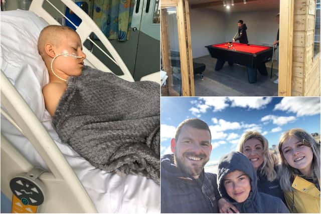 Harrison Walch now has a new 'man cave' thanks to family , friends and the local community rallying to help the teenager as he battles cancer.