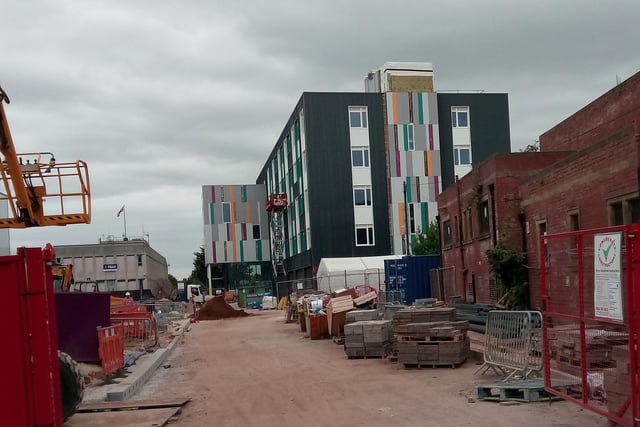The Doncaster University Technical College is looking close to completion viewed from Waterdale