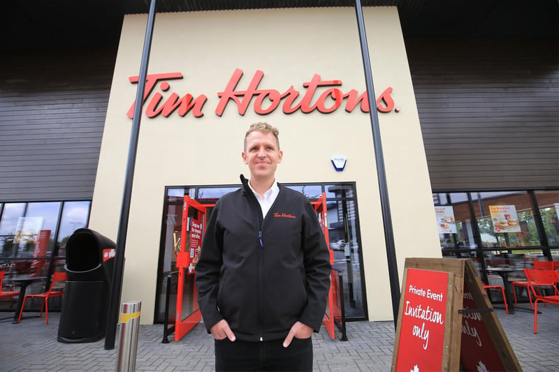 Chief commercial officer Kevin Hydes outside the new Tim Hortons restaurant in Sheffield, which opens on Thursday, June 24