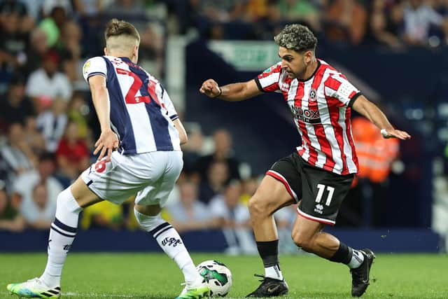 Reda Khadra in action for Sheffield United earlier this season: David Rogers/Getty Images
