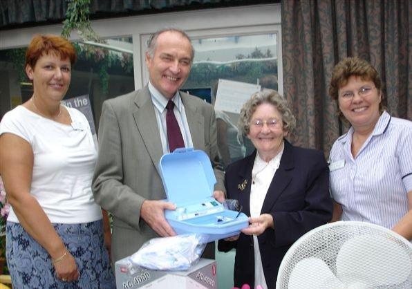 Pictured (left to right)  in 2005 were Lorraine Slingsby, Chest Clinic Receptionist, Dr Raymond Leggett, Maureen Laben, and Staff Nurse Liz Gregory.