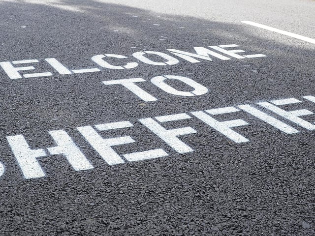 A message for the riders painted on the road