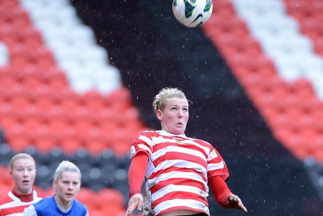 Doncaster Rovers Belles LFC played Bristol Academy WFC in round 5 of the FA Women's Cup at the Keepmoat Stadium on Sunday (17 March 2013). Our picture shows Belles' Millie Bright in action against the Bristol team.