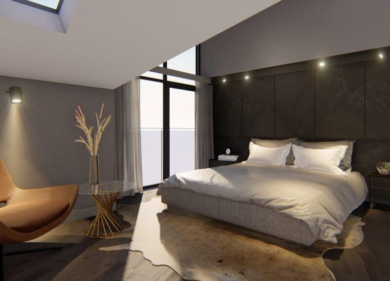Carters says the design is characterised by a fluid chromatic sequence through rigorous use of materials, such as bare brick walls and concrete finished walls.
