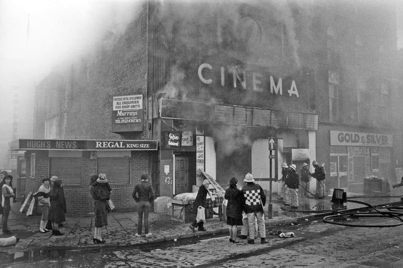 A fire at the former Classic Cinema, Fitzalan Square in February 1984 - it had already closed in 1982