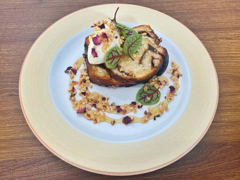 Head chef of Glasgow's new Haylynn Canteen, Robbie Morrow, has created this warm chocolate and hazelnut babka, clotted cream, honey and rose, in time for them re-opening on April 26
996 Dumbarton Road, Instagram @haylynncanteen