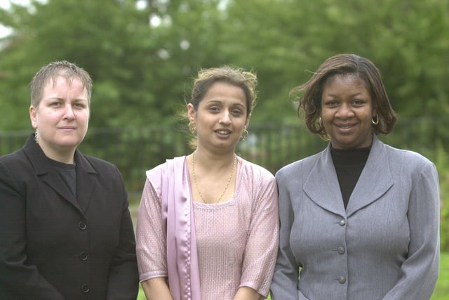 Donna Lineham left of Sheffield Black Drug Service with team members Rifhat Aziz centre and Barbara Hyman in 2001