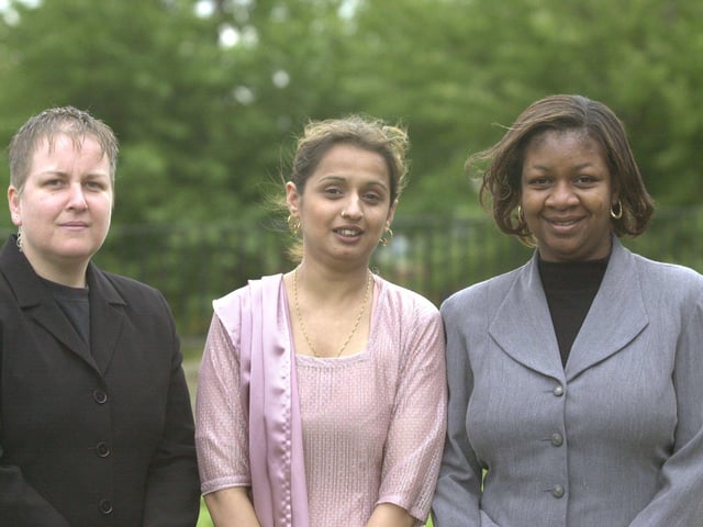 Donna Lineham left of Sheffield Black Drug Service with team members Rifhat Aziz centre and Barbara Hyman in 2001