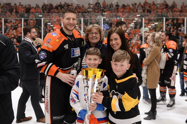 Sheffield Steelers skipper Jonathan Phillips and his family. Pic by Dean Woolley