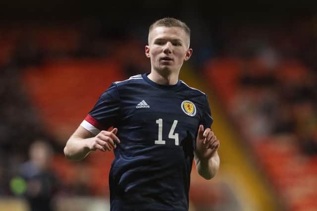Stephen Kelly put Scotland Under-21s ahead against Denmark.