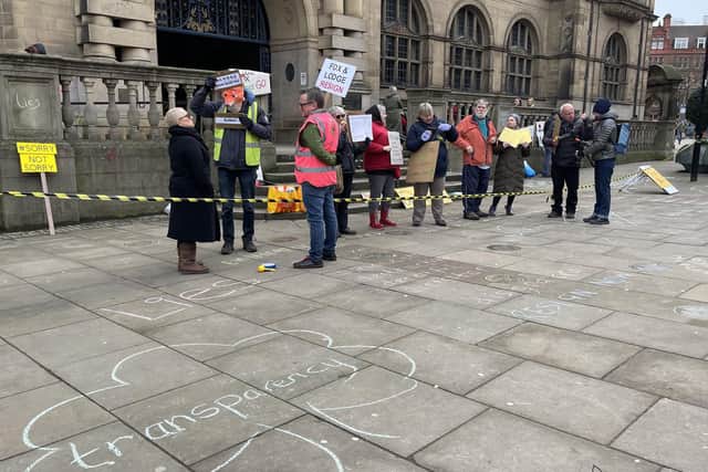 Street tree campaigners outside Sheffield Town Hall. Picture: LDRS