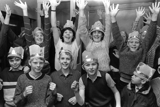 Some of the children at a Christmas party in 1984