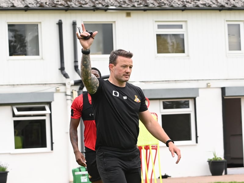 Rovers assistant boss Noel Hunt works with the squad for the first time
