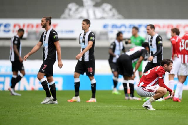 Sheffield United's Oliver Norwood looks dejected after the Premier League match at St James' Park, Newcastle:  Michael Regan/PA Wire/NMC Pool.