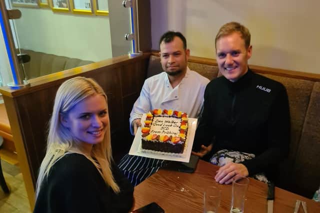 Earlier this week, Dan Walker and his Strictly Come Dancing partner Nadiya Bychkova visited Prithiraj restaurant on Ecclesall Road, where chef Sobuj presented them with a special 'good luck' cake.