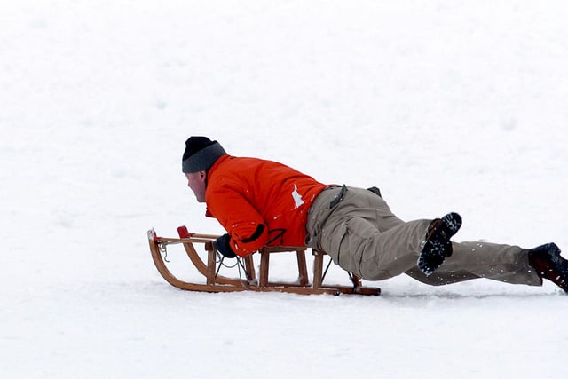 Sledging on Town Field, Doncaster in December 2010