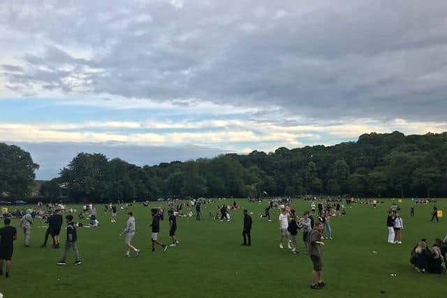 Crowds gathered in Endcliffe Park, Sheffield, where there have been complaints about littering, loud music and drug dealing