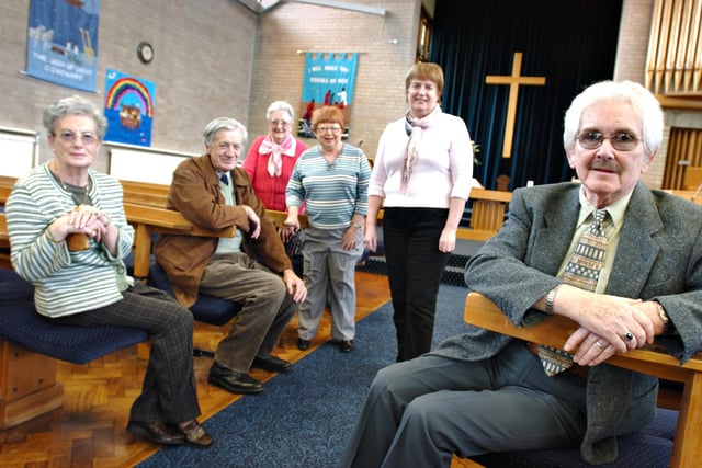 The 50th anniversary of Fulwell Methodist Church in 2011 and the church committee was in the picture. From left to right are; Violet Usher, Ron Middleton, Doris Greenfield, Margaret Short,  Heather McCully and Bill Usher.