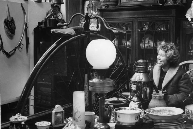 Elsie Leslie in her husband's antique shop in Marsden Street, South Shields in 1968. Does this bring back happy memories?