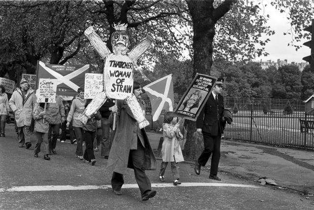 The Scottish National Party hold a demonstration in Glasgow in October 1980.