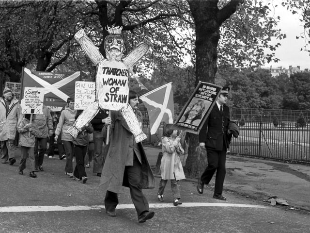 The Scottish National Party hold a demonstration in Glasgow in October 1980.