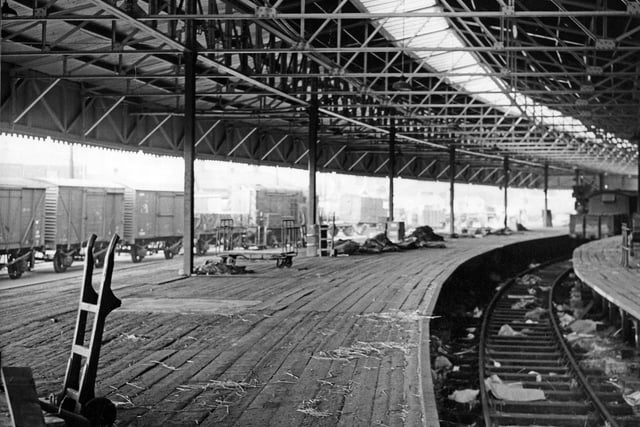 This picture shows the goods yards at Bridgehouses in Sheffield, which opened in 1845 and was linked to Sheffield Victoria, accessed from Nursery Street. It remained open for freight until 1965