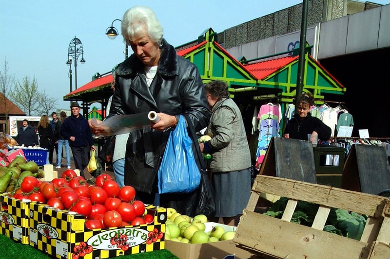 A bustling market day in Kirkby from twenty years ago