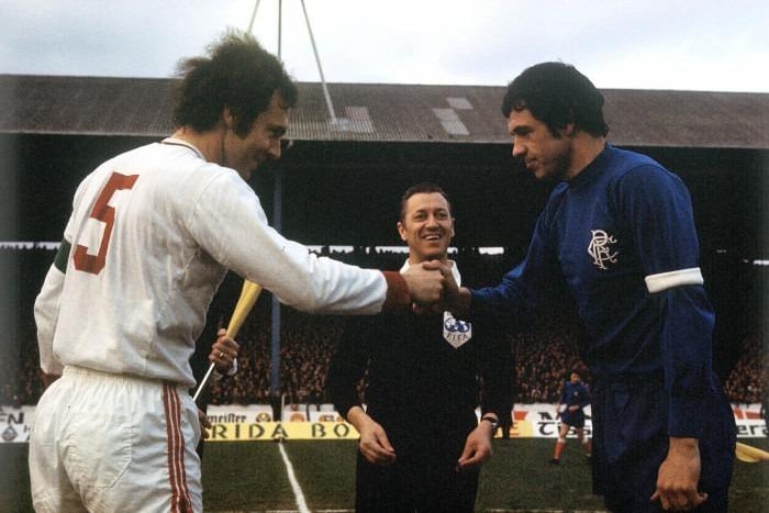 Pictured here before the second leg of the European Cup Winners Cup semi-final against Rangers. Beckenbauer is considered to be one of the greatest defenders in the history of the game. He won the World Cup as both a player and manager with West Germany. 