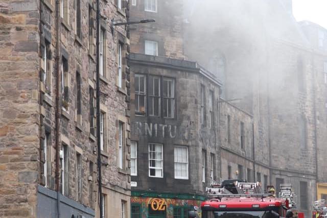 Pictures show how the fire has spread to Candlemaker Row.