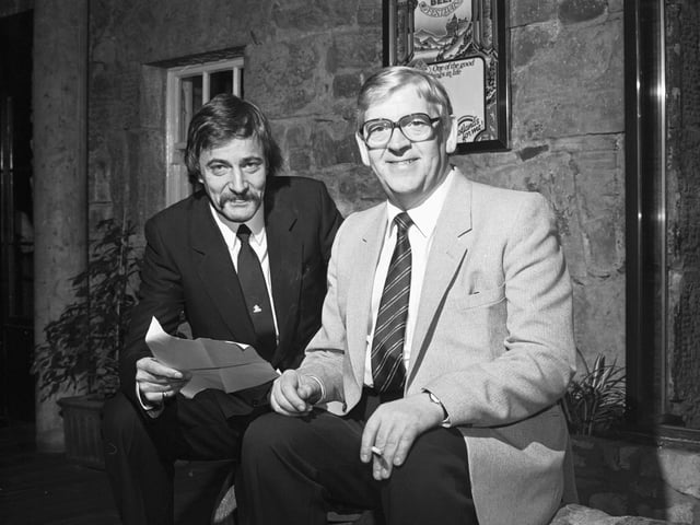 Graham Jenkins and Kenny McLean (right). Mr McLean was chosen to lead the Hands Off Hibs campaign and is credited with convincing Tom Farmer to take control of the club.