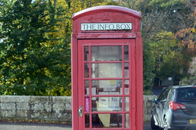 The traditional red telephone box has been turned into a local information hub.