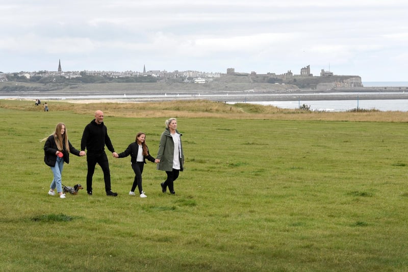 Michael and Rachel Stevenson along with their children Ava and Lily enjoy an empty Leas and seafront.