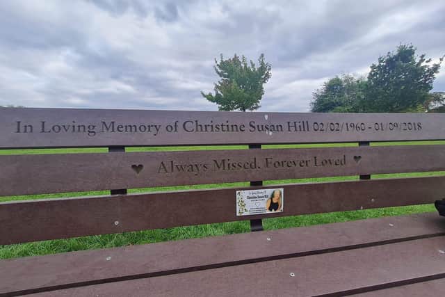 Sheffield Council told Christine Hill's family that the plaque had been removed from the memorial bench in Graves Park, Woodseats, because decorations were not permitted