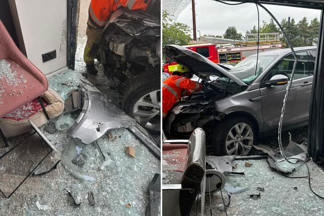 It was a miracle no one was injured in the crash, which saw an elderly lady accidentally press down on the accelerator of her new automatic car.