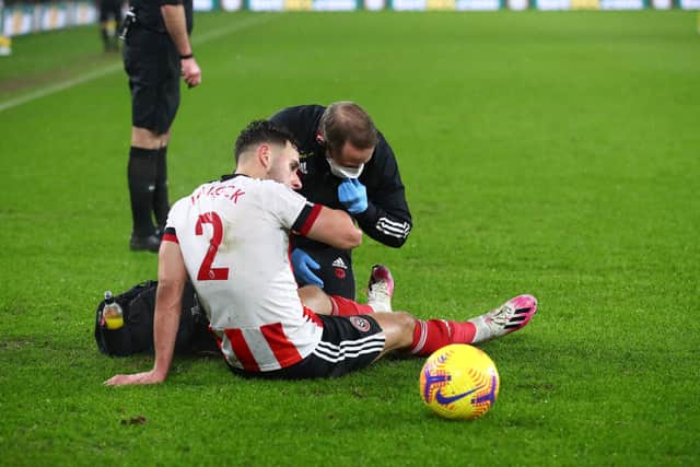 George Baldock hurt a hamstring against West Brom: Simon Bellis/Sportimage