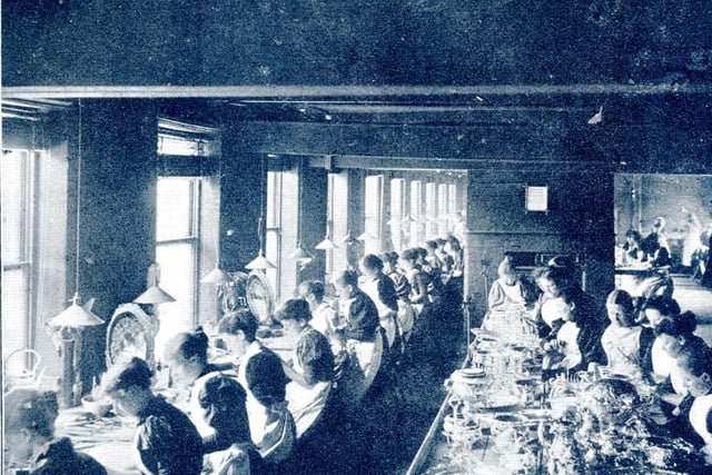 Women on burnishing work, 1902