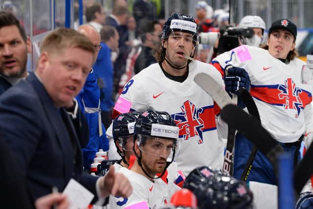 The Great Britain bench take on some information in the match against Norway. Picture: Dean Woolley