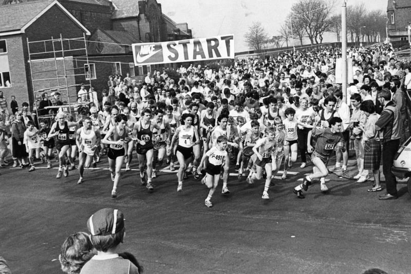 The start of the St Oswald's fun run in 1987. Did you take part?